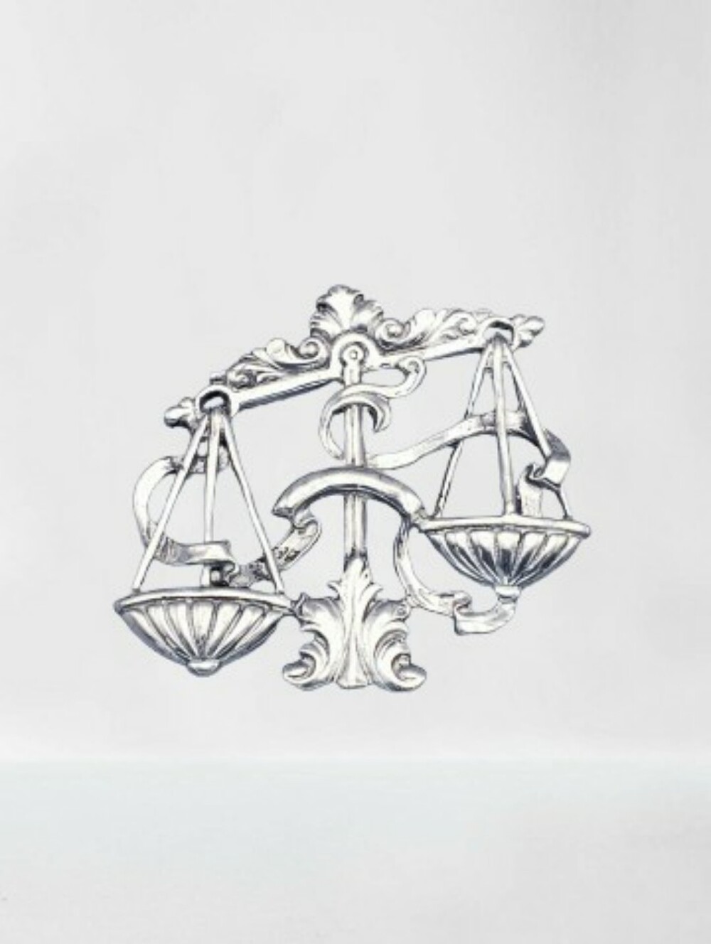 Vintage Cini Sterling Silver Zodiac Libra Scale Figural Brooch Unsigned